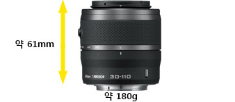 렌즈:높이 약 61mm, 무게:약 180g 설명 이미지
